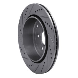 Land Rover LR2 Brake Rotor (1) - Rear Right - R1 Concepts - Drilled & Slotted - Silver - `08-`12